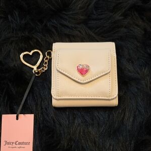 Juicy Couture Beige Wallet with Pink Heart Accent